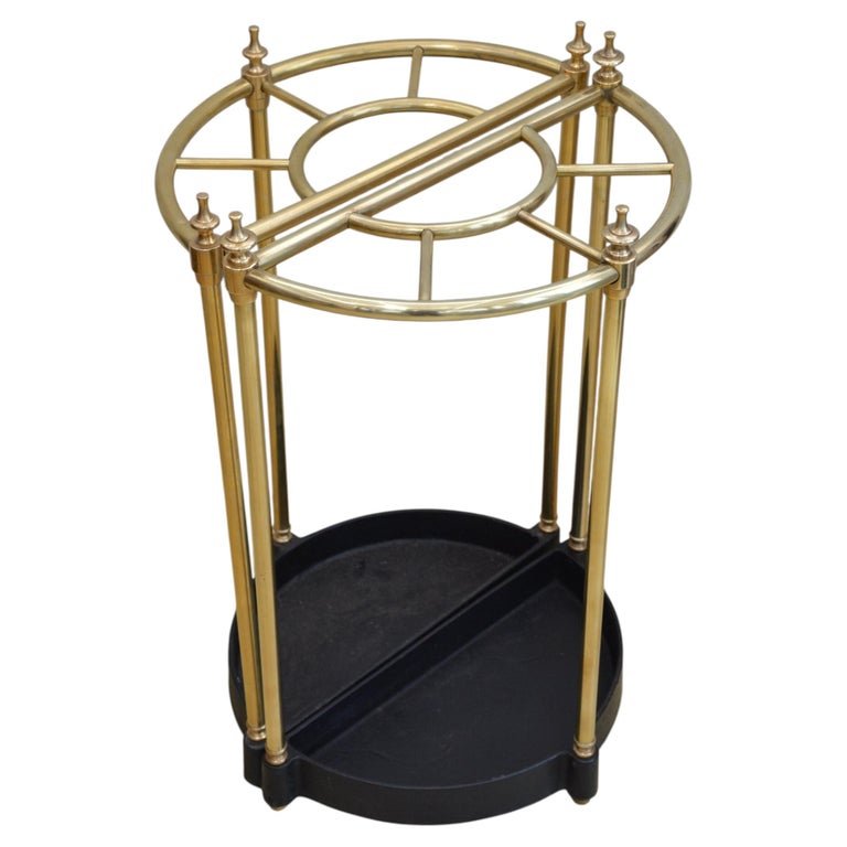 Pair of Early 20th Century Brass Umbrella Stands, Demi Lune Design